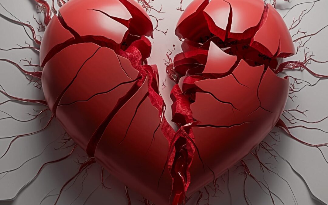 Foto que representa un corazón "partido" por la mitad